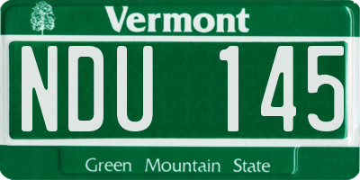 VT license plate NDU145