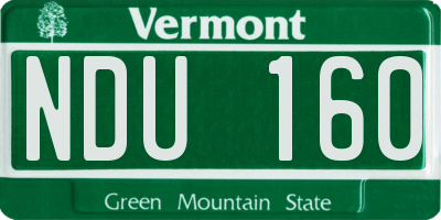 VT license plate NDU160