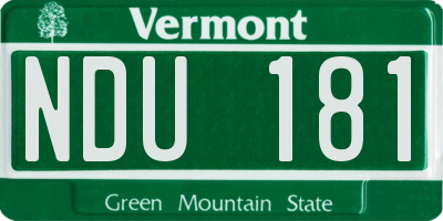 VT license plate NDU181