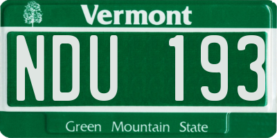 VT license plate NDU193
