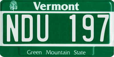 VT license plate NDU197