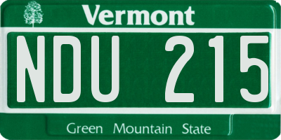 VT license plate NDU215