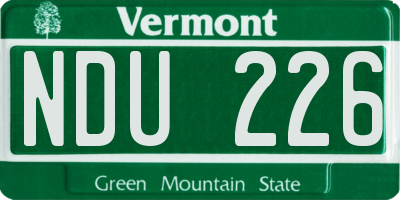 VT license plate NDU226