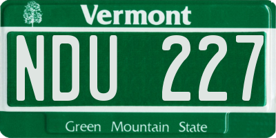 VT license plate NDU227