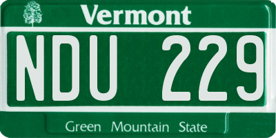 VT license plate NDU229