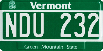 VT license plate NDU232