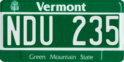 VT license plate NDU235