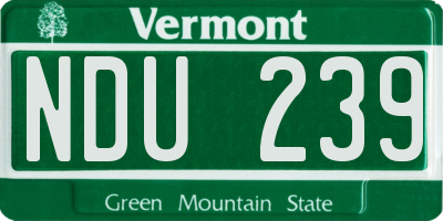 VT license plate NDU239