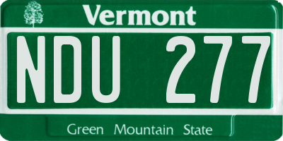 VT license plate NDU277