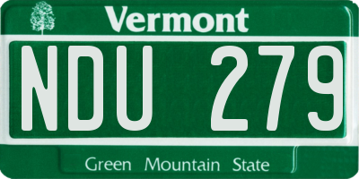 VT license plate NDU279