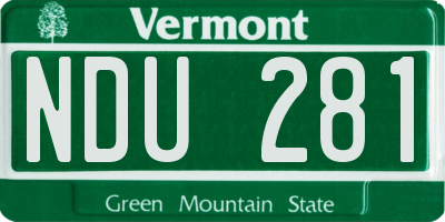 VT license plate NDU281