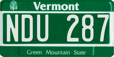VT license plate NDU287