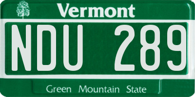 VT license plate NDU289