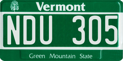 VT license plate NDU305