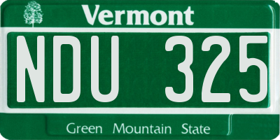 VT license plate NDU325