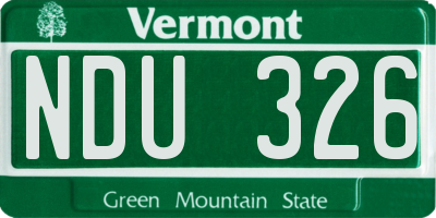 VT license plate NDU326