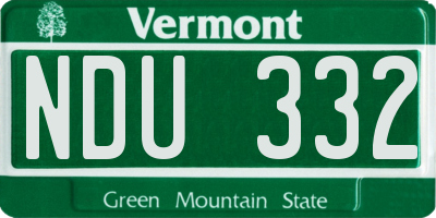VT license plate NDU332