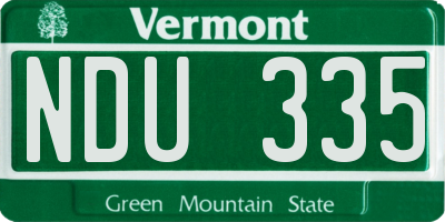 VT license plate NDU335