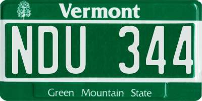 VT license plate NDU344