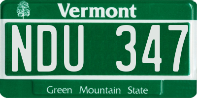 VT license plate NDU347