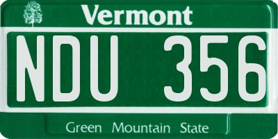 VT license plate NDU356
