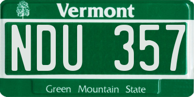 VT license plate NDU357