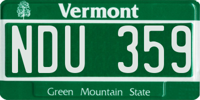 VT license plate NDU359