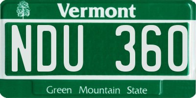 VT license plate NDU360
