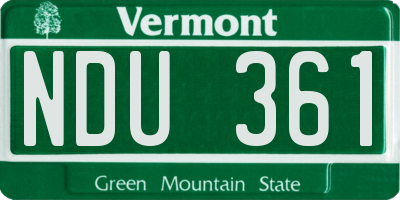 VT license plate NDU361