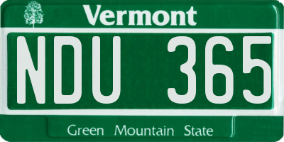 VT license plate NDU365