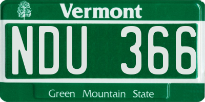 VT license plate NDU366