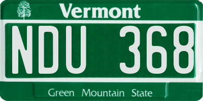 VT license plate NDU368