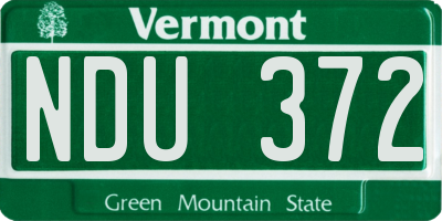 VT license plate NDU372