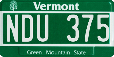 VT license plate NDU375