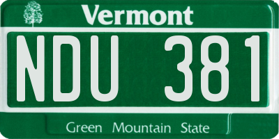 VT license plate NDU381
