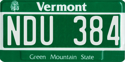VT license plate NDU384