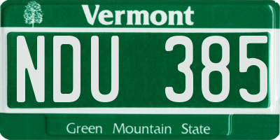 VT license plate NDU385