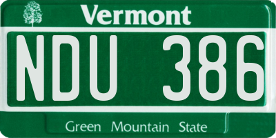 VT license plate NDU386