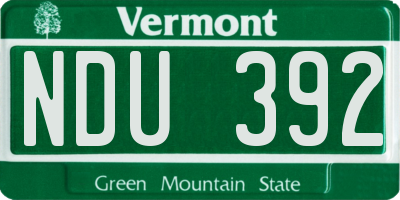 VT license plate NDU392