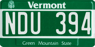 VT license plate NDU394