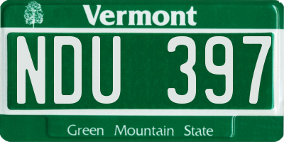 VT license plate NDU397