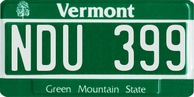 VT license plate NDU399