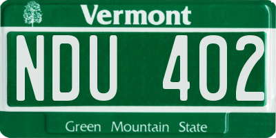 VT license plate NDU402