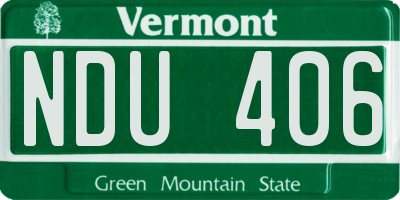 VT license plate NDU406