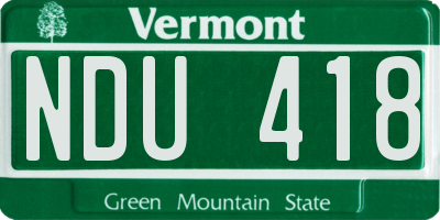 VT license plate NDU418