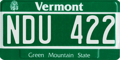 VT license plate NDU422
