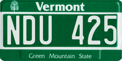 VT license plate NDU425