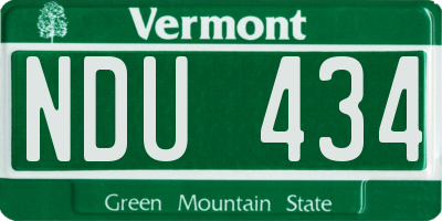 VT license plate NDU434