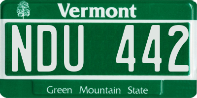 VT license plate NDU442