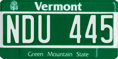 VT license plate NDU445